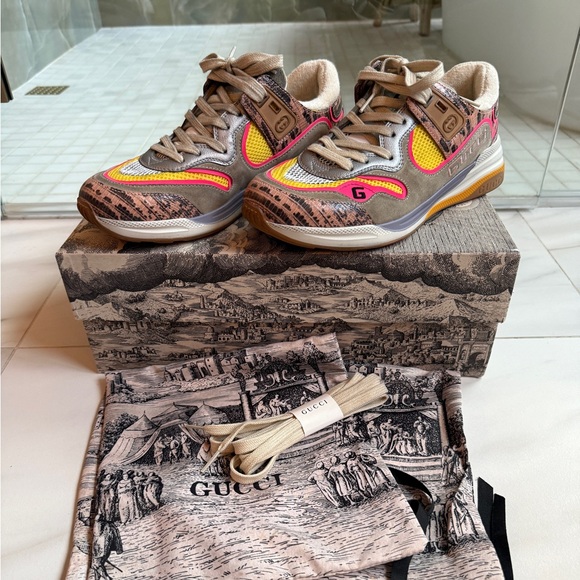 Gucci Shoes | NWT Gucci Women's Ultrapace Lizard Leather Sneakers - Box Included - Picture 6 of 11